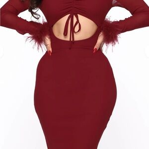 Elegant Burgundy Cut-Out Dress